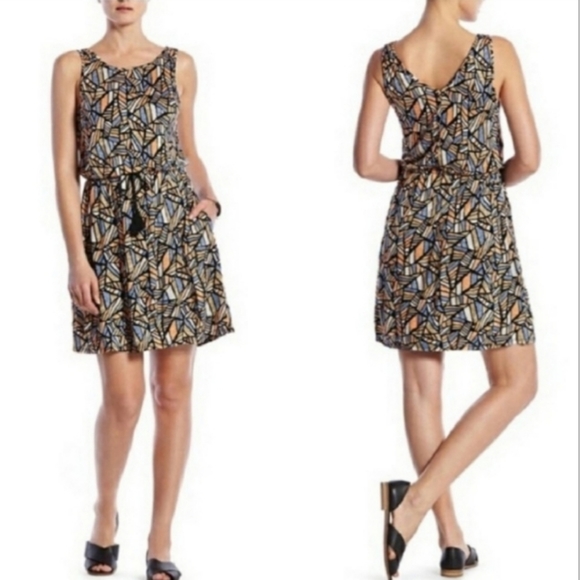 Lucky Brand Tassel Blouson Geometric Print Dress - Picture 2 of 12